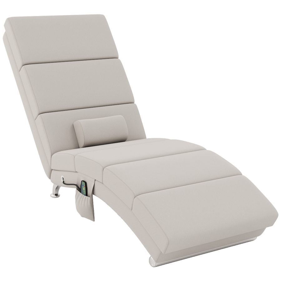 HOMCOM Relaxsessel Elektrisch Fernsehsessel Massagesessel mit Liegefunktion Massage Wärmefunktion Vibration TV Sessel mit Lendenkissen Seitentasche Fernbedienung Leinenoptik für Wohnzimmer Cremeweiß   Aosom von HOMCOM