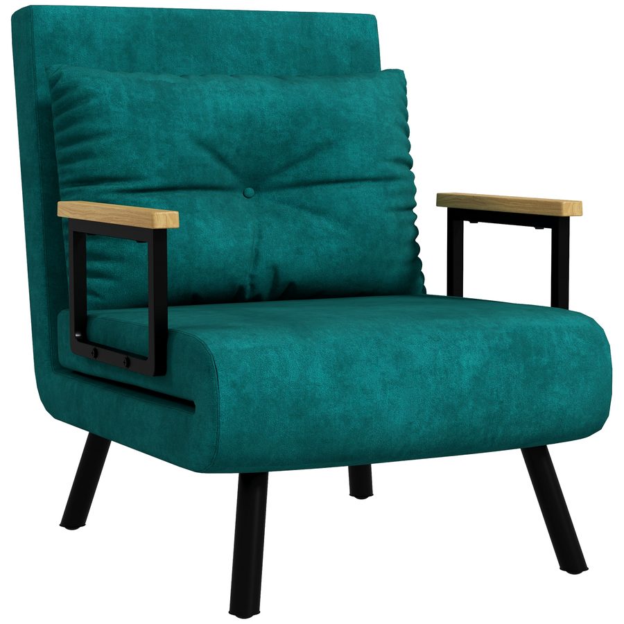 HOMCOM Schlafsessel 4 in 1 Sessel mit Schlaffunktion, 183 x 63 cm Klappbar Schlafsessel mit 5-stufig Verstellbarer Rückenlehne, Lendenkissen und Samtoptik für Wohnzimmer, Grün   Aosom von HOMCOM