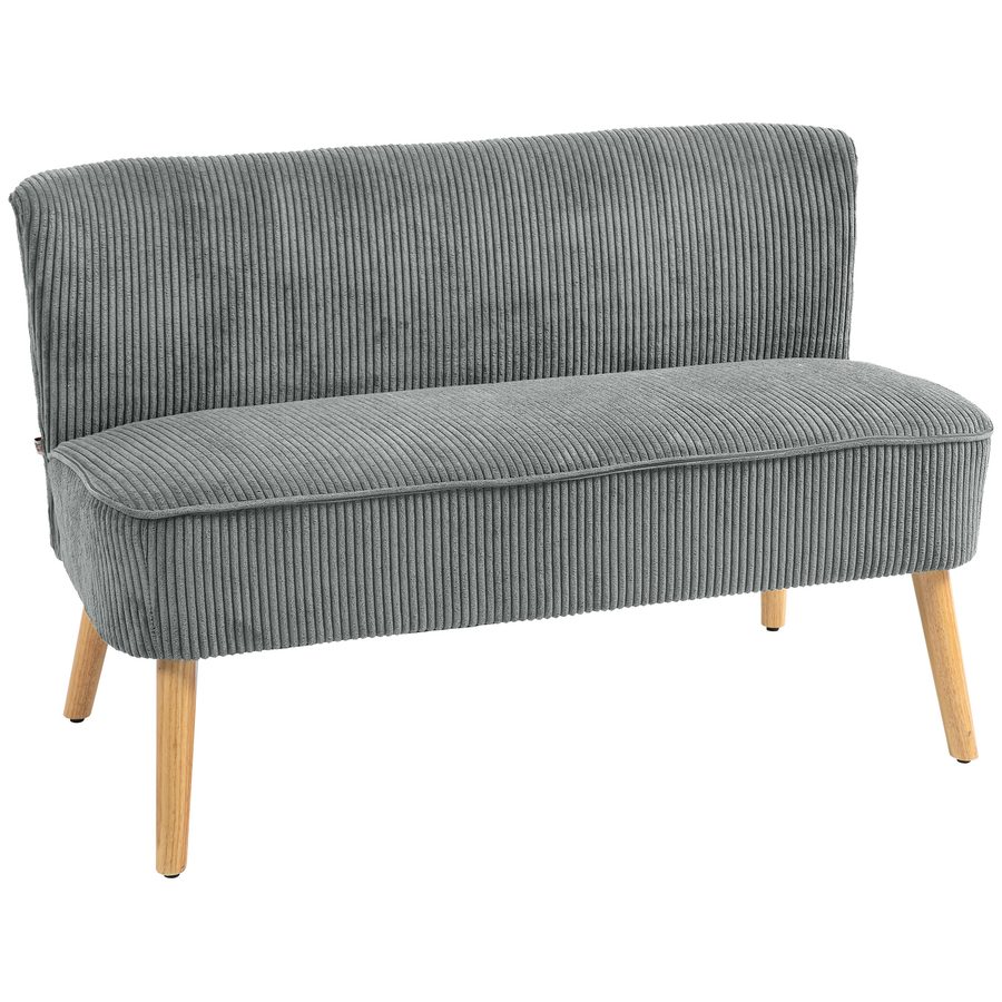 HOMCOM kleines Küchensofa, Speisesofa Küchensofa, Holzbeine, Doppelsofa für Wohnzimmer, Schlafzimmer, Grau   Aosom.de von HOMCOM