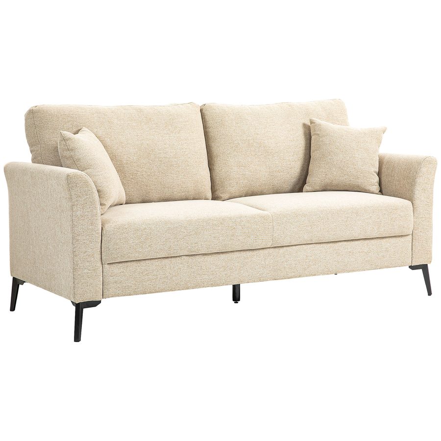 HOMCOM 2 Sitzer Sofa, Couch mit Leinenoptik, Metallbeine, Polstersofa, Gepolsterter Doppelsofa für Wohnzimmer, Schlafzimmer, 179 x 80 x 89 cm, Beige   Aosom von HOMCOM