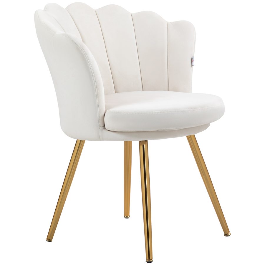 HOMCOM Muschelstuhl Frisiertischstuhl Samtstuhl für Wohnzimmer Schlafzimmer und Esszimmer 67B x 64T x 77H cm Creme   Aosom von HOMCOM