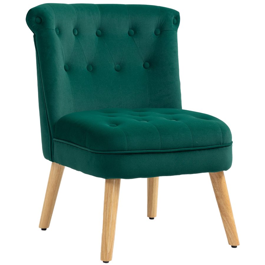 HOMCOM Sessel für Wohnzimmer und Esszimmer mit gepolsterter Sitzfläche, Schlafsessel mit Holzbeinen und samtartigem Stoff, 60x66x79 cm, Grün   Aosom von HOMCOM