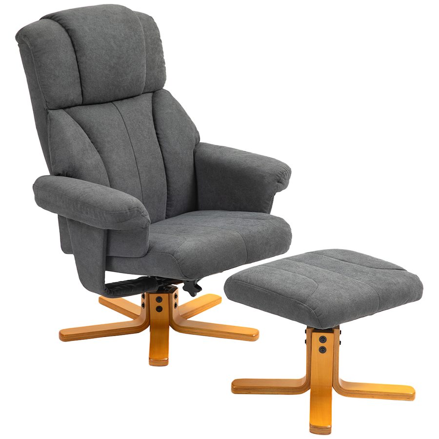 HOMCOM Relaxsessel mit Liegefunktion, Liegesessel mit Hocker, Fernsehsessel bis 150 kg belastbar, für Wohnzimmer, Schlafzimmer, 79 x 80 x 104cm, Dunkelgrau   Aosom von HOMCOM