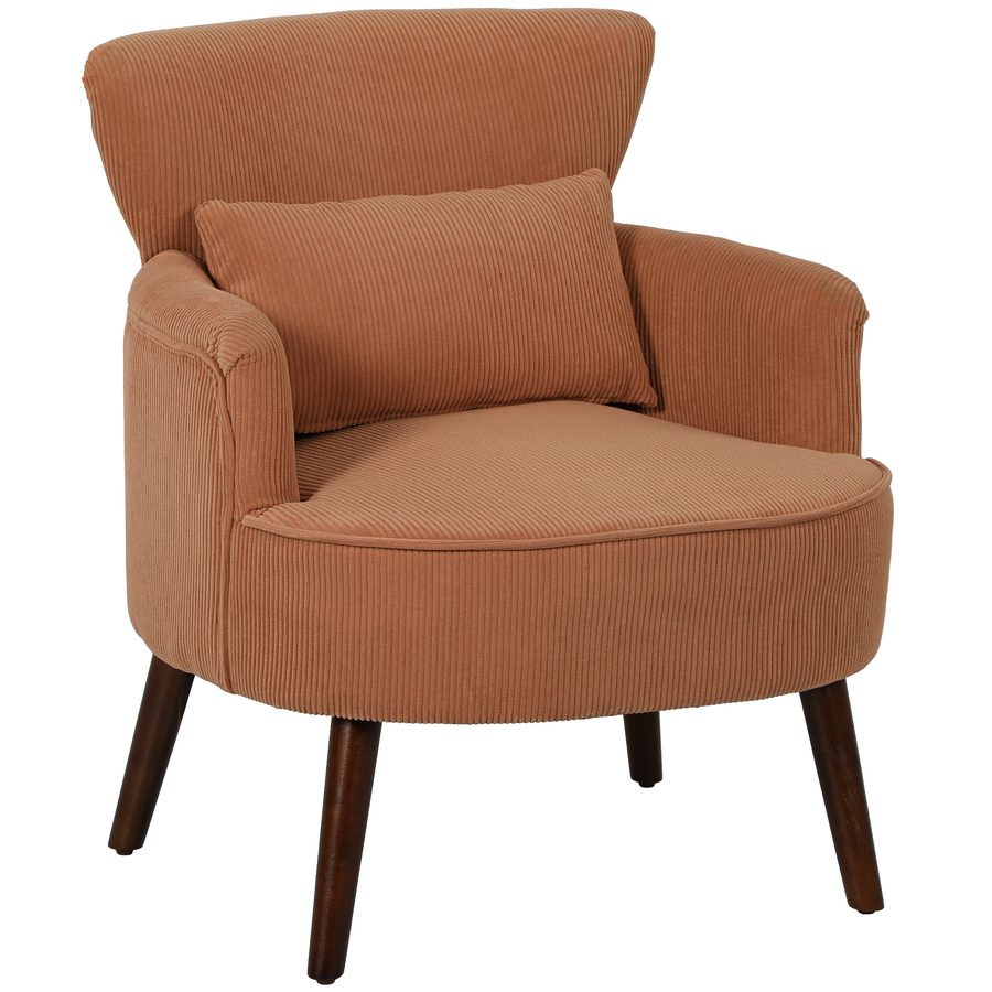 HOMCOM Sessel Loungesessel mit Armlehnen, Polstersessel mit Kissen Armlehnensessel mit Kordoptik, Holzbeine Lesesessel für Wohnzimmer, Schlafzimmer, Orange   Aosom von HOMCOM
