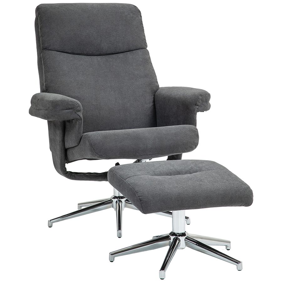 HOMCOM Relaxsessel mit Hocker, Gepolstert Fernsehsessel mit Liegefunktion, Liegesessel mit Samtoptik, bis150 kg belastbar, für Wohnzimmer, Schlafzimmer, Dunkelgrau   Aosom von HOMCOM