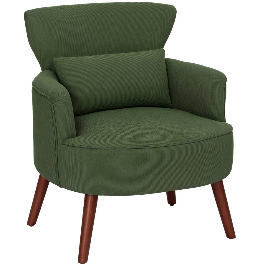 HOMCOM Sessel Ohrensessel mit Armlehnen, Loungesessel mit Kissen Armlehnensessel mit Cordoptik, Relaxsessel Polstersessel Lesesessel Einzelsofa für Wohnzimmer, Schlafzimmer, Grün   Aosom von HOMCOM