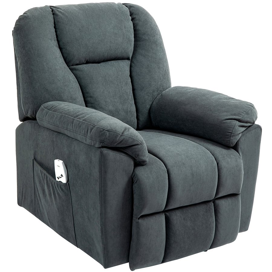 HOMCOM Elektrisch Relaxsessel Fernsehsessel mit Liegefunktion Wärmefunktion Massagesessel mit Seitentasche Liegesessel mit USB-Anschlüsse Taschenfeder für Wohnzimmer Dunkelgrau   Aosom von HOMCOM