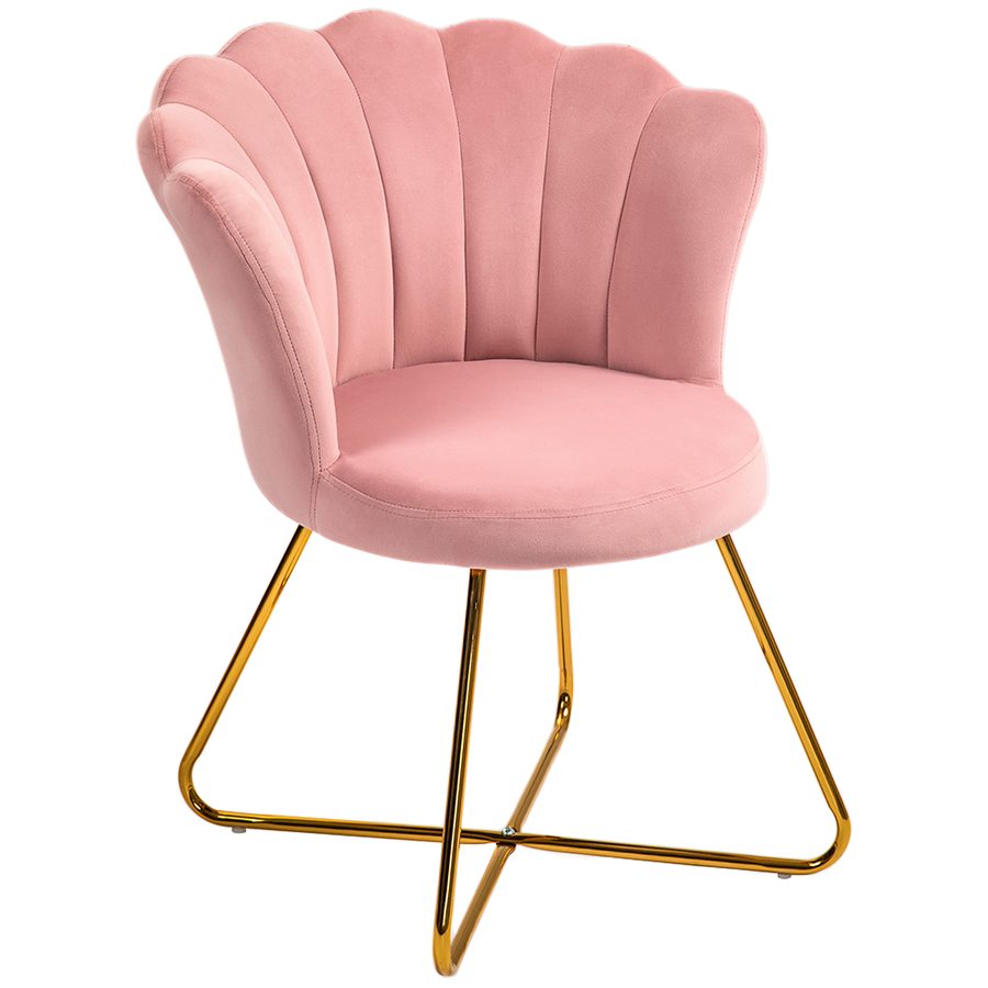 HOMCOM Sessel Loungesessel mit Armlehnen, Metallbeine, Relaxsessel mit Rückenlehne im Lotus-Design, Samtoptik, Polstersessel für Wohnzimmer, Schlafzimmer Rosa   Aosom von HOMCOM