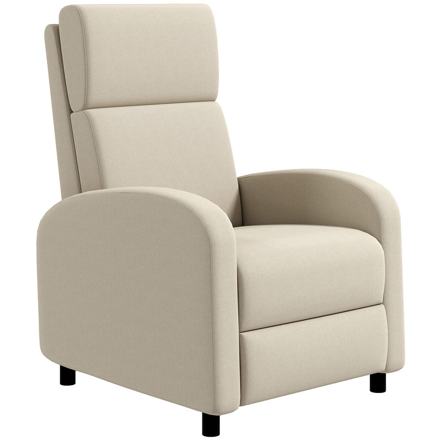 HOMCOM Relaxsessel Fernsehsessel mit Liegefunktion gepolstert TV-Sessel Liegesessel mit Leinenoptik, Fußstütze, bis 120 kg Belastbar, für Wohnzimmer, Cremeweiß   Aosom von HOMCOM