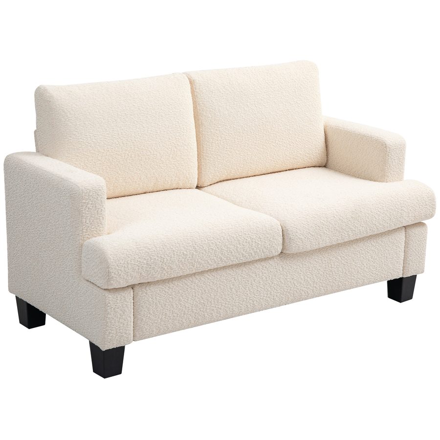 HOMCOM 2-Sitzer-Sofa, modernes Design, 140 cm, mit abnehmbaren Rückenkissen und Armlehnen, Minisofa für Schlafzimmer, Apartment, kleine Räume, beige   Aosom von HOMCOM