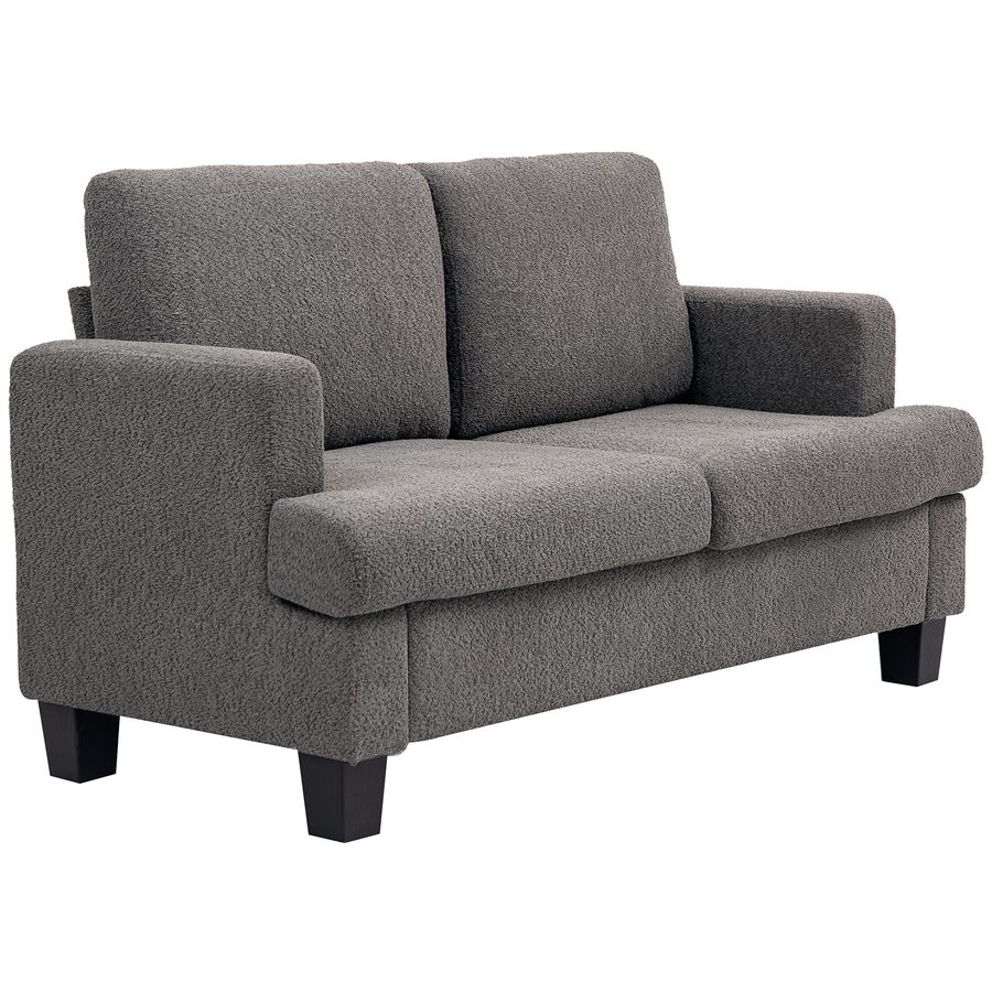 HOMCOM 2-Sitzer-Sofa 140 cm modernes Wohnzimmersofa mit abnehmbaren Rückenkissen und Armlehnen, Mini-Sofa für Schlafzimmer, Wohnung, kleinen Raum, dunkelgrau   Aosom von HOMCOM