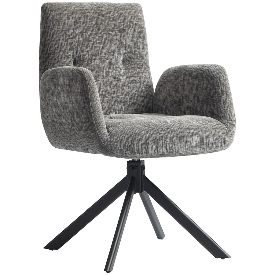 HOMCOM Sessel Drehbar Loungesessel mit Armlehne, Wolle-Leinenoptik, modern Polsterstuhl mit Knopfheftung, Stahlbeine, für Wohnzimmer, Schlafzimmer, Dunkelgrau   Aosom von HOMCOM