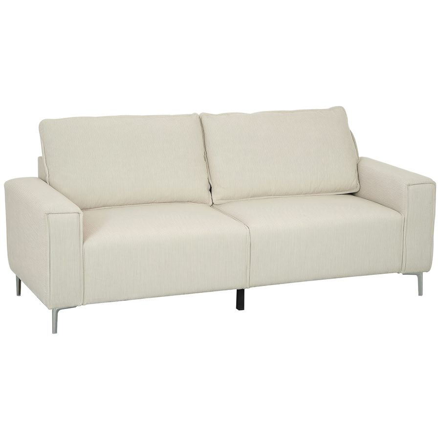 HOMCOM 3-Sitzer Sofa, Couch mit Armlehnen, Rückenkissen, Wohnzimmersofa mit  Cordbezug, Federkern, Dick Gepolstert Polstersofa für Wohnzimmer, Schlafzimmer 193 x 77 x 80 cm, Cremeweiß   Aosom von HOMCOM