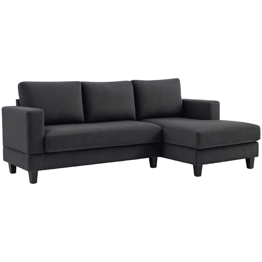 HOMCOM Ecksofa Couch mit Chaiselongue 3 Sitzer Sofa L Form Gepolsterte Eckcouch mit Cord-Optik, Hochdichtem Schaumstoff, bis 400 kg, für Wohnzimmer, Schlafzimmer, 214 x 134 x 87 cm Dunkelgrau   Aosom von HOMCOM