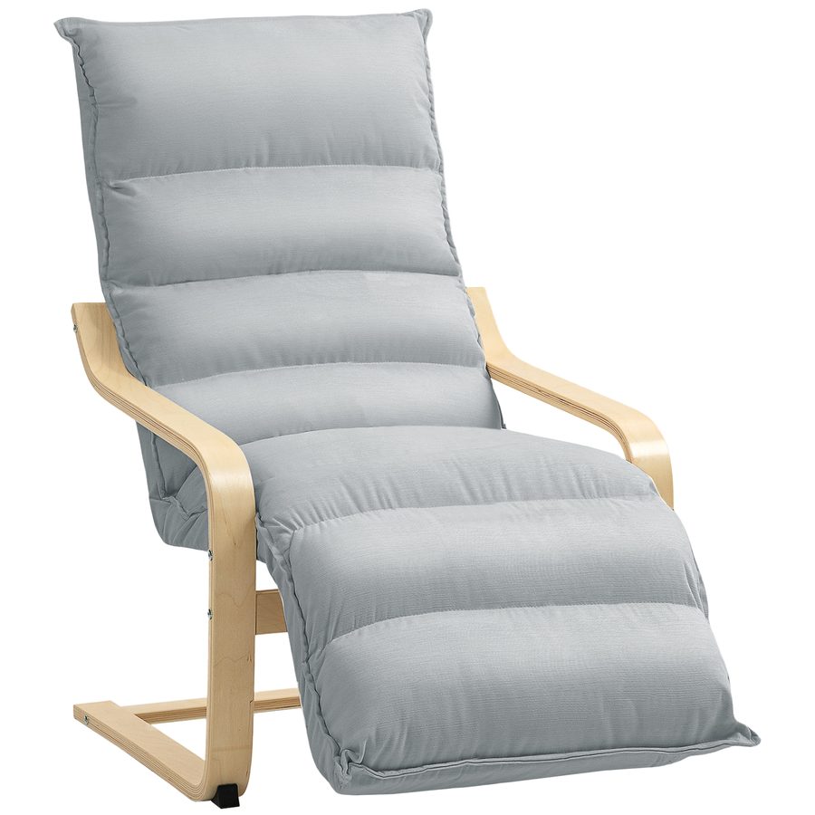 HOMCOM Loungesessel Sessel mit verstellbarem Fußteil, Samtoptik für Wohnzimmer Schwingstuhl mit Armlehne, Relaxsessel, Lesesessel Hellgrau   Aosom von HOMCOM
