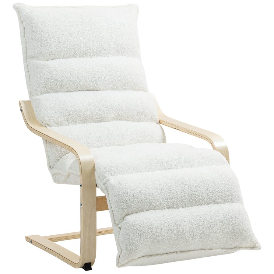 HOMCOM Loungesessel Sessel mit verstellbarem Fußteil, Sherpa-Fleece für Wohnzimmer Schwingstuhl mit Armlehne, Relaxsessel, Lesesessel Weiß   Aosom von HOMCOM