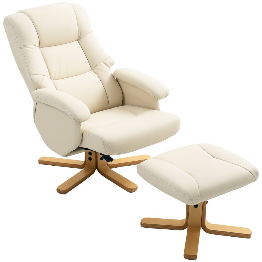 HOMCOM Relaxsessel mit Fußstütze Relaxstuhl drehbar 360° und Neigung verstellbar TV-Sessel Tragkraft bis 120 Kg für Wohnzimmer, Schlafzimmer, Büro, Creme   Aosom von HOMCOM