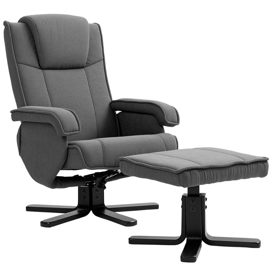 HOMCOM Relaxsessel mit Hocker, 360°drehbarer Fernsehsessel mit Verstellbar Rückenlehne, Liegefunktion, Wippfunktion, TV-Sessel mit Samtoptik, Kopfstütze für Wohnzimmer, Dunkelgrau   Aosom von HOMCOM