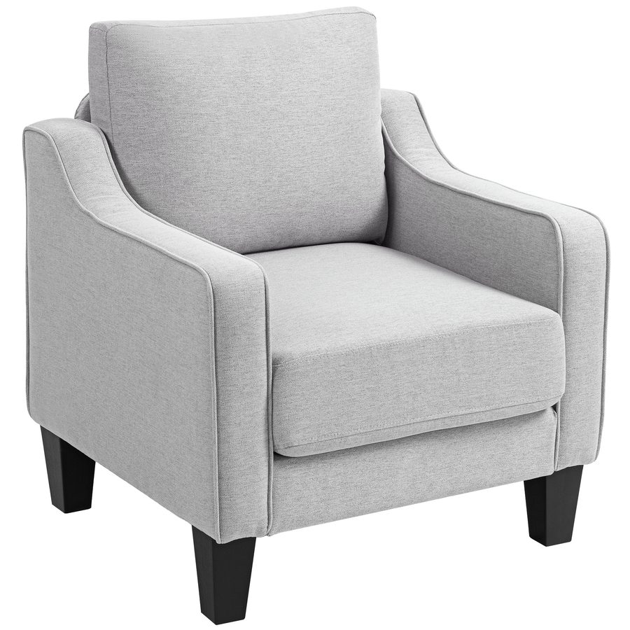 HOMCOM Moderne Sessel für Wohnzimmer, Lesesessel aus Stoff mit Armlehnen, Dicker Polsterung und Taschenfederkern, für Zuhause, Büro und Studium, 77x77x86 cm, Hellgrau   Aosom von HOMCOM