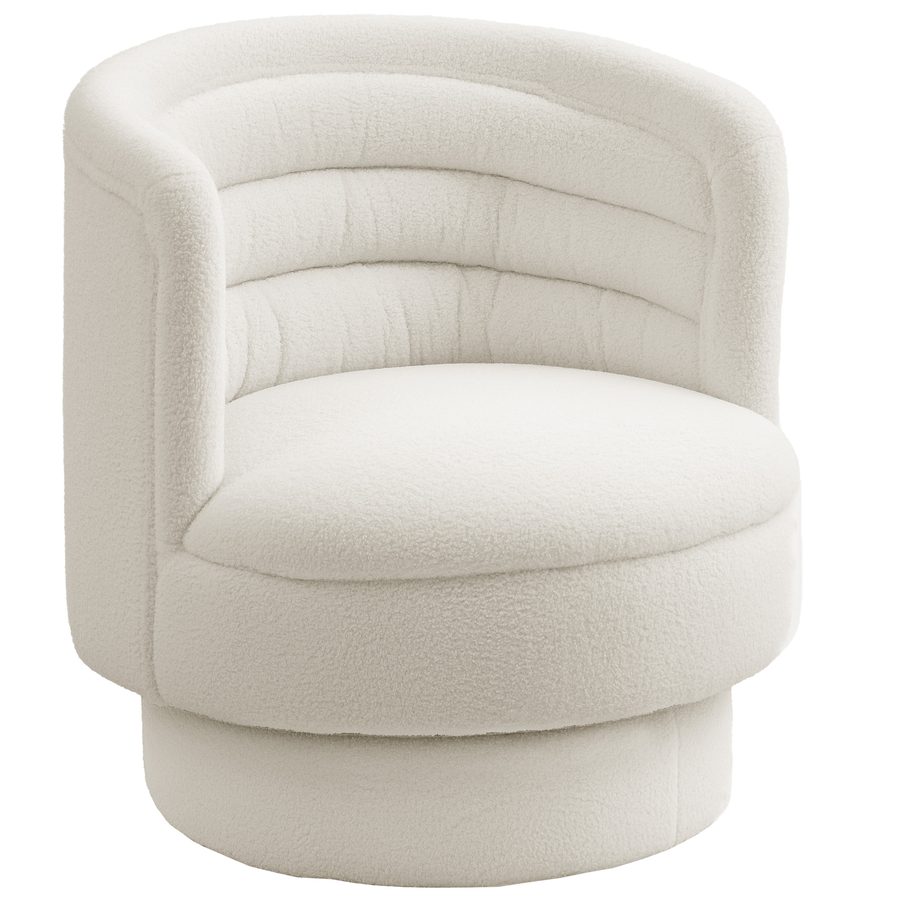 HOMCOM Sessel Wohnzimmer Drehbarer Relaxsessel mit Armlehnen, Loungesessel Lesesessel mit Sherpa-Optik, Polstersessel für Schlafzimmer Cremeweiß   Aosom