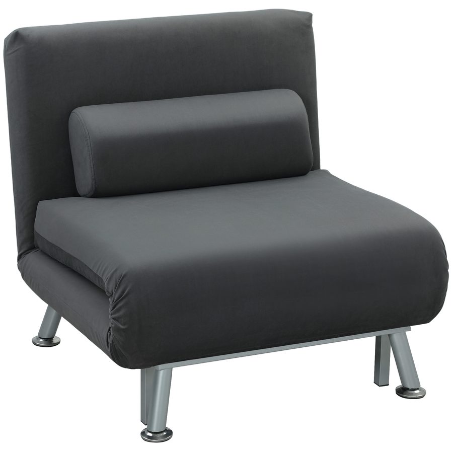 HOMCOM Schlafsessel, Klappsessel mit Bettfunktion, Rückenkissen, klappbarer Relaxsessel in Samtoptik, Verstellbare Rückenlehne, bis 150 kg belastbar, für Wohnzimmer, Dunkelgrau   Aosom von HOMCOM