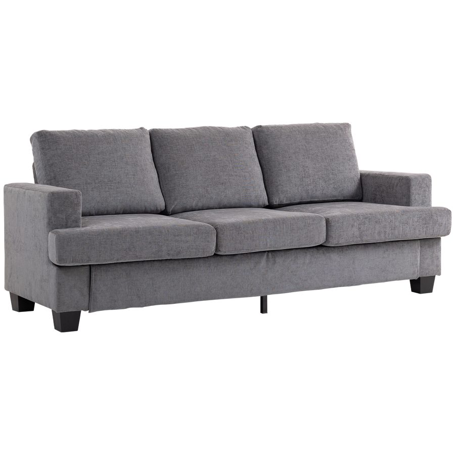 HOMCOM 3-Sitzer Sofa, Couch mit Armlehnen, Loungesofa mit Chenille-Optik, Stahlbeinen, Gepolstert Polstersofa für Wohnzimmer, Schlafzimmer 213 x 82 x 90 cm, Grau   Aosom von HOMCOM