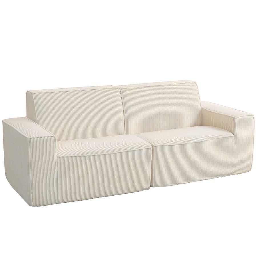 HOMCOM 3-Sitzer-Sofa in Cord-Velours 230 cm, modernes Sofa mit gepolsterter Sitzfläche und Armlehnen, kein Zusammenbau erforderlich, für Wohnzimmer, Schlafzimmer, Büro, beige   Aosom von HOMCOM