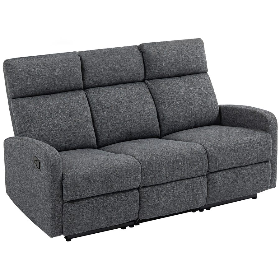 HOMCOM Relaxsessel 3 Sitzer Fernsehsessel Liegesessel mit Liegefunktion Sessel mit individuell verstellbarer Rückenlehne, Ruhesessel mit Chenille-Optik für Wohnzimmer Schlafzimmer, Grau   Aosom von HOMCOM