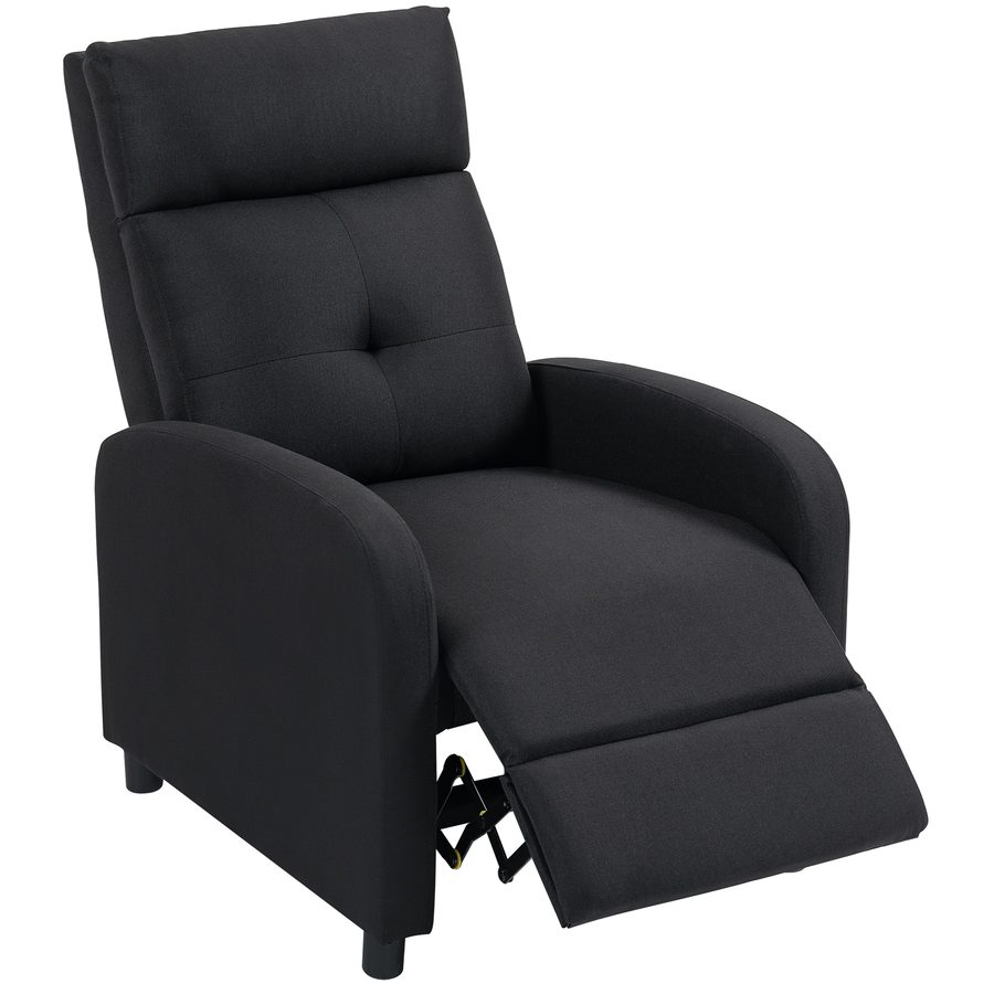 HOMCOM Relaxsessel, Fernsehsessel mit Liegefunktion, TV-Sessel mit Leinenoptik, Gepolstert Liegesessel mit Taschenfederkern, Ruhesessel bis 150 kg belastbar für Wohnzimmer, Schwarz   Aosom von HOMCOM