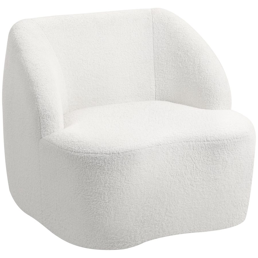 HOMCOM Sessel Loungesessel mit geschwungenem Design, Polstersessel mit Armlehnen, Viles-Optik, Relaxsessel Einzelsofa für Wohnzimmer, Schlafzimmer, Keine Montage erforderlich, Cremeweiß   Aosom von HOMCOM