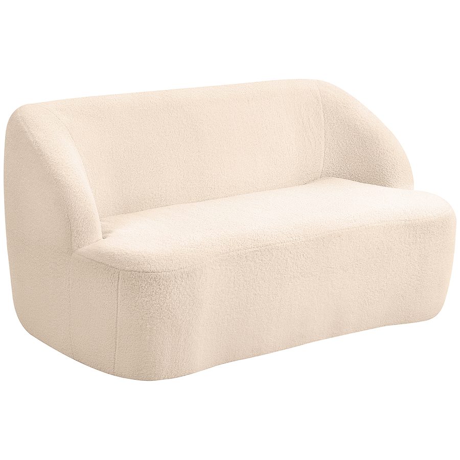 HOMCOM Canapé 2 places Kleines Sofa aus Frotteegewebe 142 cm Modernes Design mit geschwungenem Rücken- und Sitzbereich, ideal für Schlafzimmer, Wohnung, kleine Räume, kein Zusammenbau nötig, Beige   Aosom von HOMCOM