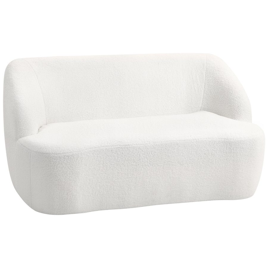 HOMCOM Sofa 2-Sitzer 142 cm Couch Polstersofa mit Armlehne, geschwungenem Design, Modernes Doppelsofa mit Viles-Optik, Loungesofa für Wohnzimmer, Keine Montage erforderlich Cremeweiß   Aosom von HOMCOM