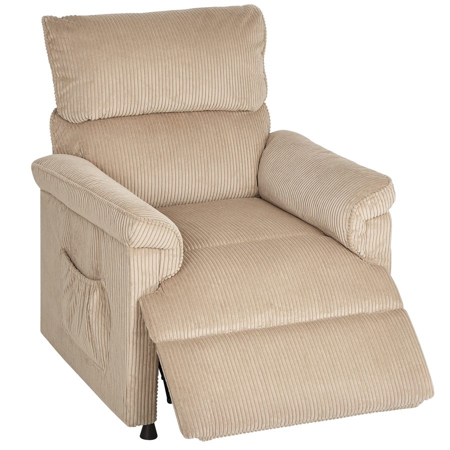 HOMCOM Relaxsessel Fernsehsessel mit Vibrationsmassage, Heiz- und Liegefunktion, Massagesessel mit Memory-Funktion, geräuscharm TV Sessel mit Fernbedienung USB-Ladeanschluss Kord Seitentasche, Braun   Aosom von HOMCOM