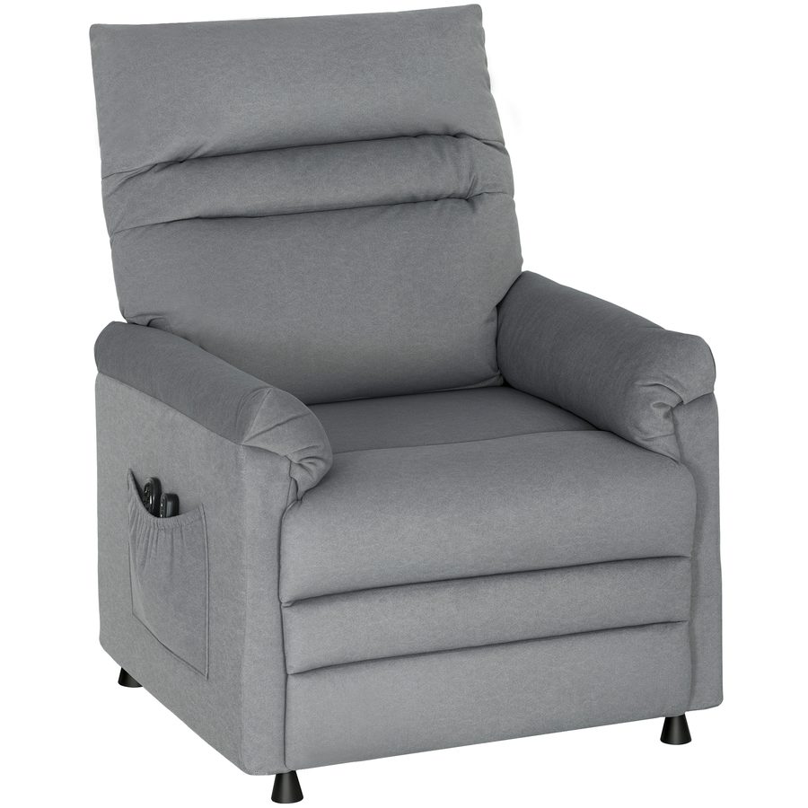 HOMCOM Relaxsessel, Fernsehsessel mit Liegefunktion, Lendenheizung, TV-Sessel mit Memory-Funktion, Kratztfeste Samtoptik, Massagesessel mit 2 Fernbedienungen, USB-Anschluss, Leisem Motor, Grau   Aosom von HOMCOM