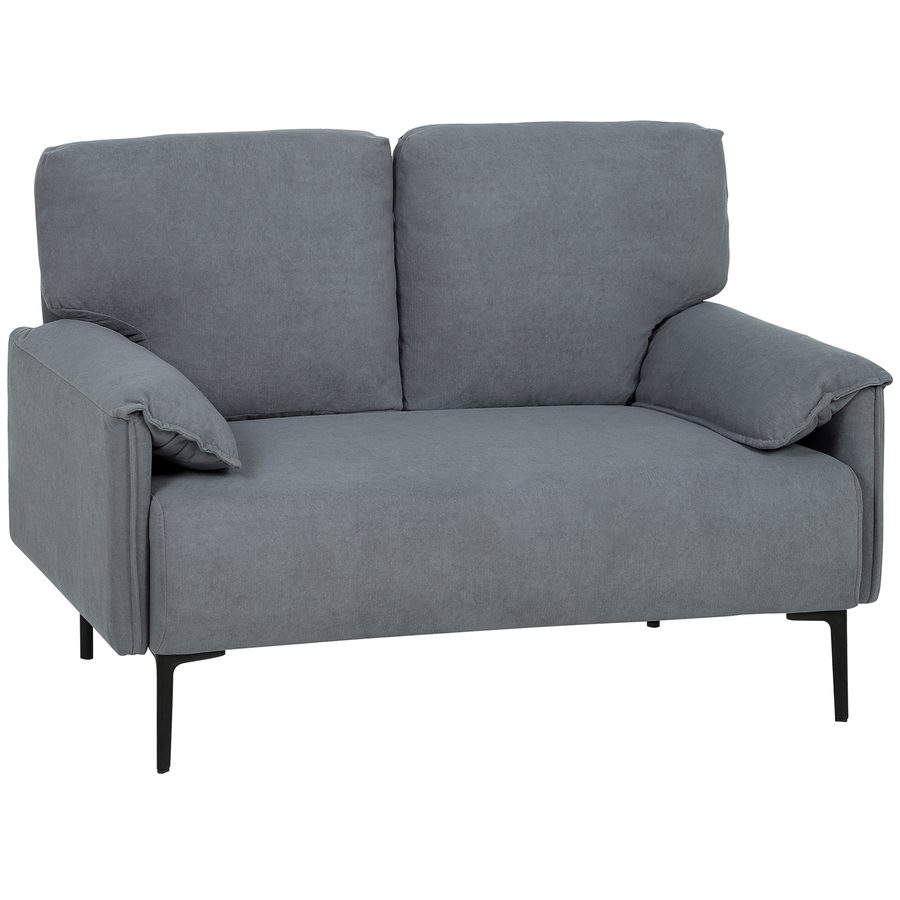 HOMCOM Sofa 2-Sitzer 127 cm Kleine Couch Polstersofa mit Gepolstert Armlehne, Samtoptik, Modernes Loungesofa für Wohnzimmer, Schlafzimmer, Kleine Räume, Grau   Aosom von HOMCOM