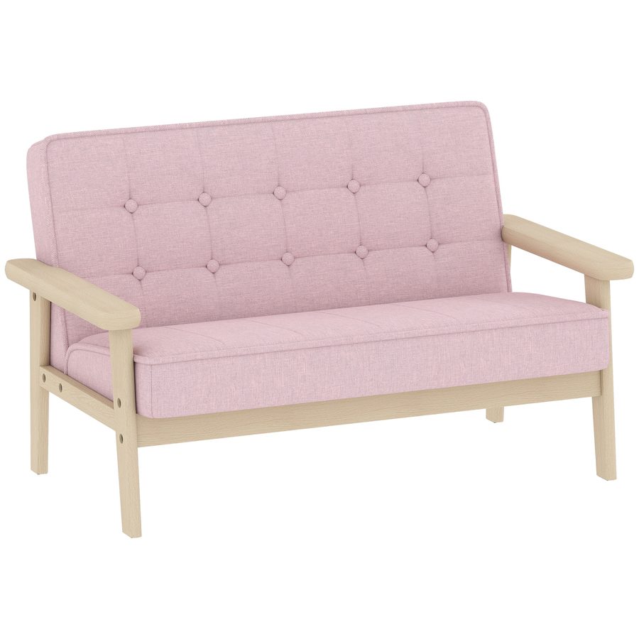 AIYAPLAY Kindersessel Kindersofa mit Samtoptik, massiven Holzfüßen Sessel aus Schaumstoff Kinderstuhl für Kinderzimmer, Spielzimmer, 77 x 42 x 48 cm, für Kinder 3-15 Jahre Rosa   Aosom von AIYAPLAY