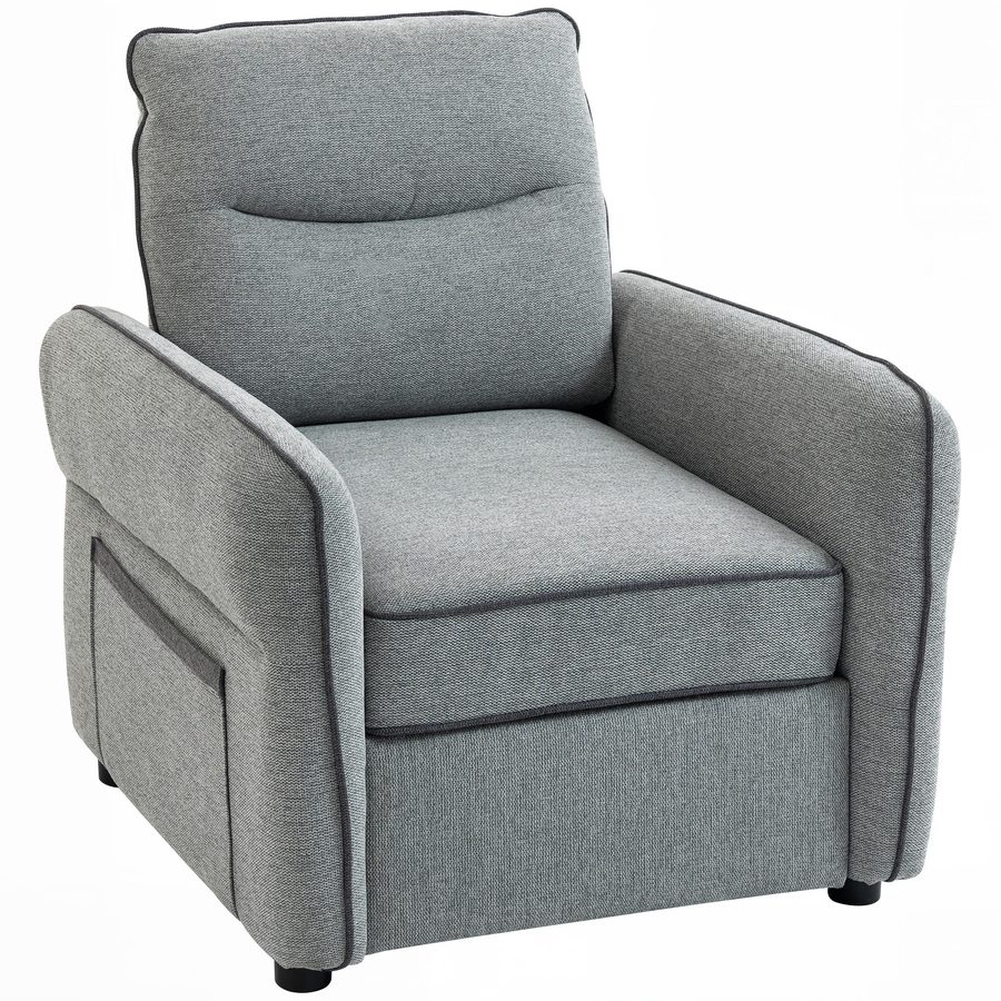 HOMCOM 1-Sitzer-Sofa, Wohnzimmersofa aus ägyptischem Samt, 80 cm, gepolsterte Sitz- und Rückenlehne, Seitentasche, zeitgenössischer Stil, Sofa für Schlafzimmer, Wohnung, kleine Räume, grau   Aosom von HOMCOM