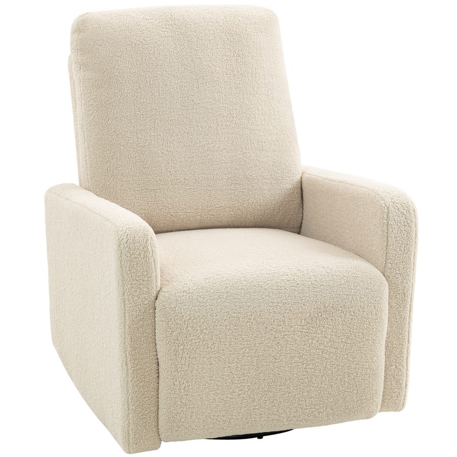 HOMCOM Relaxsessel, Fernsehsessel mit Liegefunktion, Wippfunktion, Drehbar TV-Sessel mit Fußteil, Breite Sitz, Fleece-Optik, Doppelter Polsterung Ruhesessel für Wohnzimmer, Schlafzimmer Beige   Aosom von HOMCOM