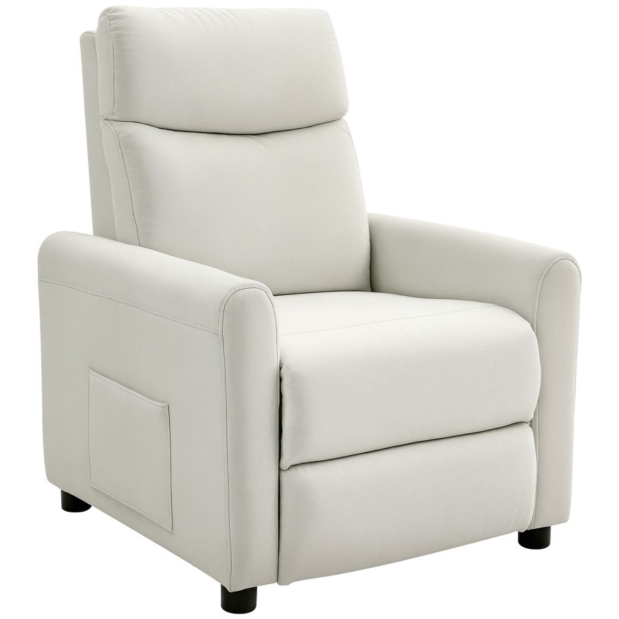 HOMCOM Relaxsessel Fernsehessel mit Liegesessel, Taschenfedern, dick gepolstertem hochdichtem Schaumstoff, Fußstütze, Stoff in Leinenoptik, TV Seesel für Wohnzimmer, Cremeweiß   Aosom von HOMCOM