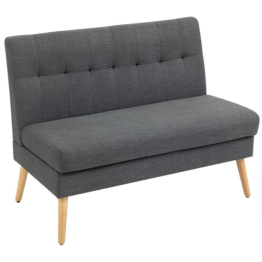 HOMCOM Sofa 2 Sitzer Couch mit Leinenoptik, Getuftete Rückenlehne Kleine Polstersofa Modern 118 cm Gepolstert Doppelsofa mit Holzbeine für Wohnzimmer, Kleine Räume, Dunkelgrau   Aosom von HOMCOM