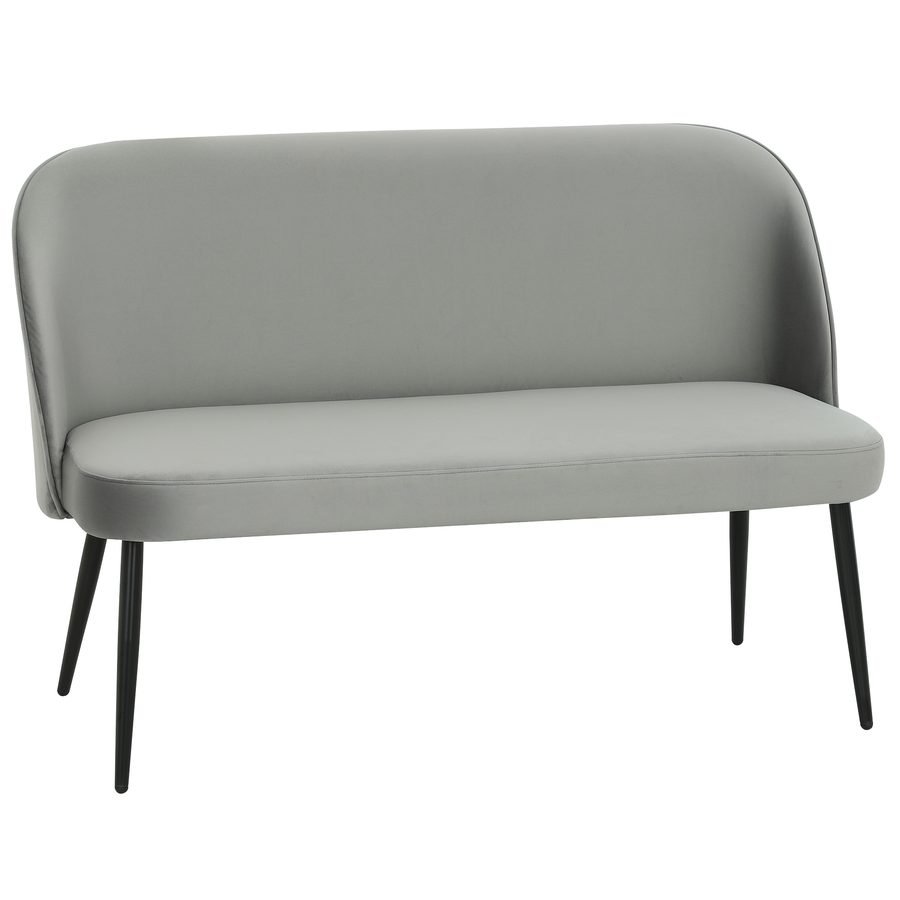 HOMCOM Sofa 2-Sitzer kleine Couch 127 cm Polstersofa mit Samtoptik, geschwungene Rückenlehne, modernes Loungesofa für Wohnzimmer, Schlafzimmer, kleine Räume, Grau   Aosom von HOMCOM