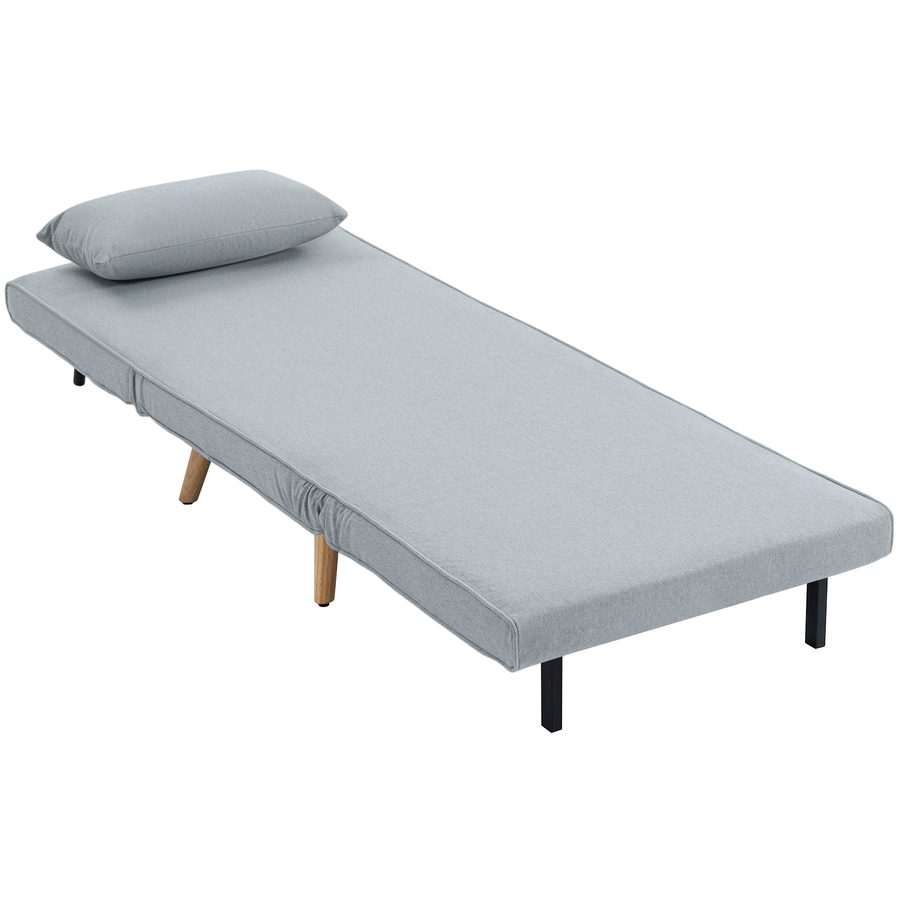 HOMCOM 3-in-1 Klappsessel 1-Sitzer, Sesselbett und Liegesessel - 5-fach verstellbare Rückenlehne, Kissen inklusive, gepolstert - für Büro, Wohnzimmer, Schlafzimmer, grau   Aosom von HOMCOM