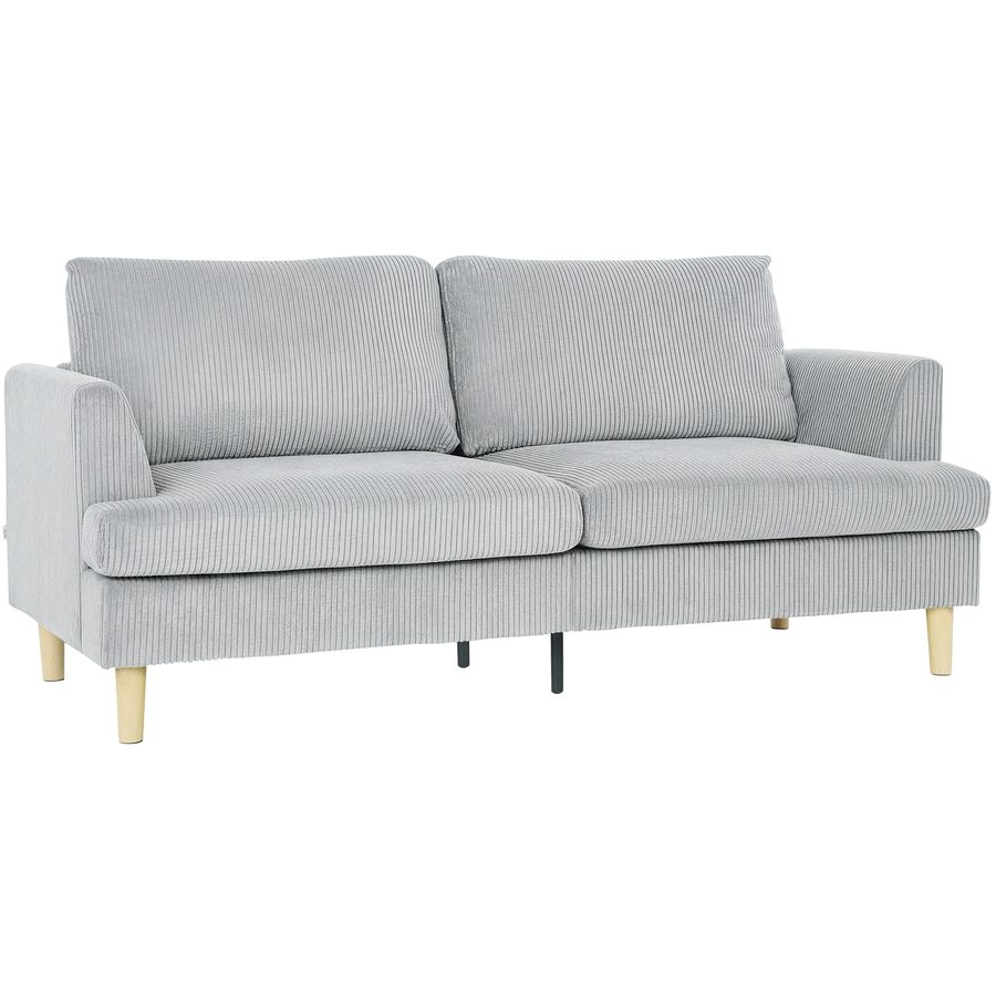 HOMCOM 3-Sitzer-Sofa, Couch mit Armlehnen, Gepolstert Polstersofa mit Kord-Optik, Federkern Loungesofa für Wohnzimmer, Schlafzimmer, 188 x 80 x 86 cm, Hellgrau   Aosom von HOMCOM