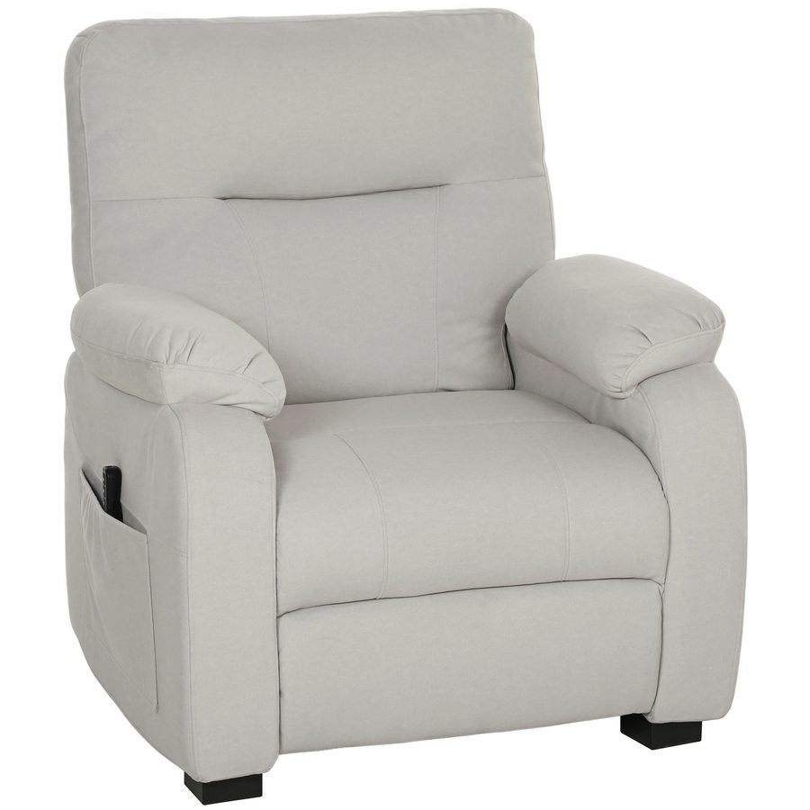HOMCOM Elektrischer Relaxsessel, verstellbarer Sessel mit USB-Anschluss, Fußstütze, breite Sitzfläche, Seitentaschen, Fernbedienung, leiser Motor, 2 speicherbare Positionen, für Schlafzimmer Wohnzimmer Heimkino, Creme   Aosom von HOMCOM