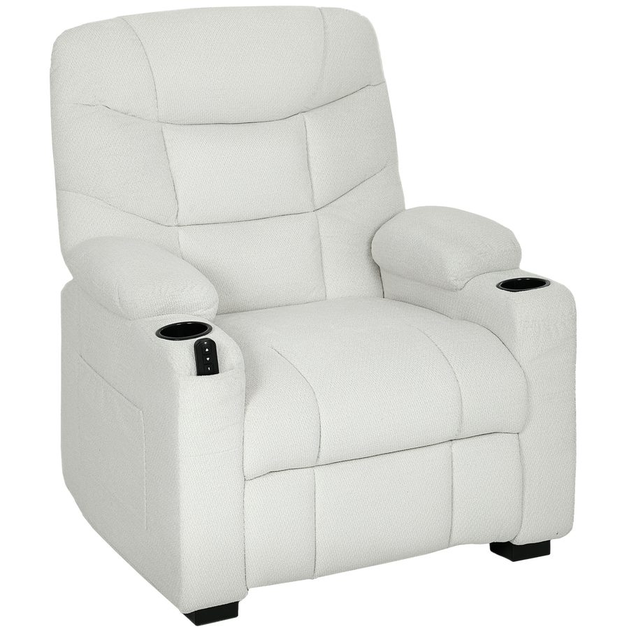 HOMCOM elektrischer Relaxsessel, neigbar, Samt, USB-Anschluss, breite Sitzfläche, Fußstütze, Getränkehalter, Seitentaschen, Fernbedienung, leiser Motor, 2 Memory-Positionen, Creme   Aosom von HOMCOM