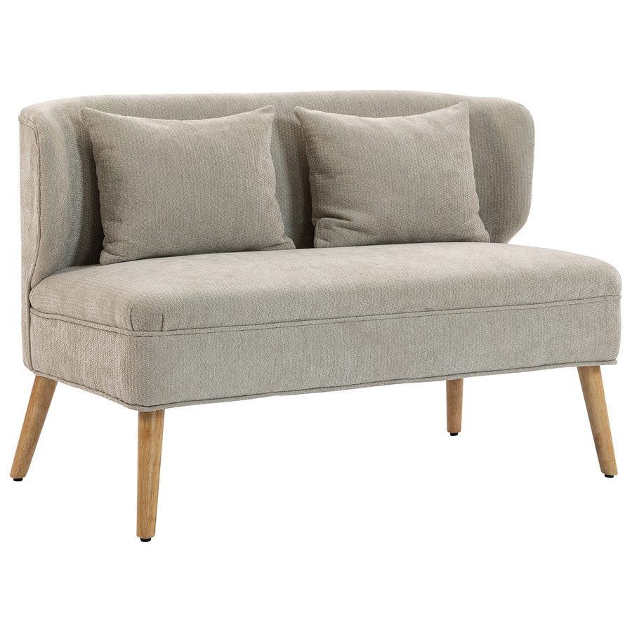 HOMCOM Sofa 2 Sitzer kleine Couch mit Flügelrücken, 2 Wurfkissen, 117 cm Dick Gepolstert Doppelsofa Modern Polstersofa mit Holzbeine für kleine Räume, Wohnzimmer, Schlafzimmer, Beige   Aosom von HOMCOM
