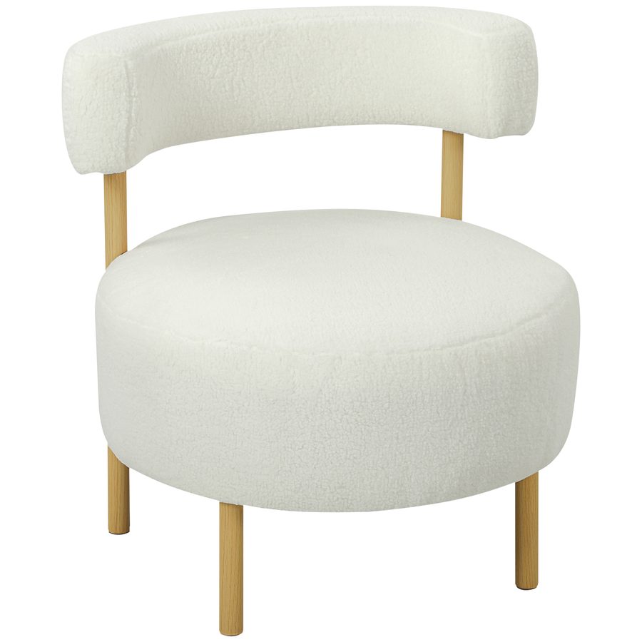 HOMCOM Sessel Loungesessel Relaxsessel mit Sherpa-Fleece, Metallbeinen in Holzoptik Polstersessel Lesesessel Einzelsofa für Wohnzimmer, Schlafzimmer, Cremeweiß   Aosom von HOMCOM