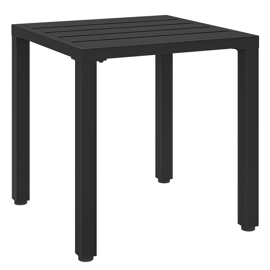 Outsunny Beistelltisch Garten wetterfester Gartentisch mit Lamellendesign, Quadratisch Balkontisch aus Metall, Kaffeetisch 30kg belastbar, 45 x 45 x 45,5 cm Sofatisch für Outdoor Balkon Terrasse   Aosom von Outsunny