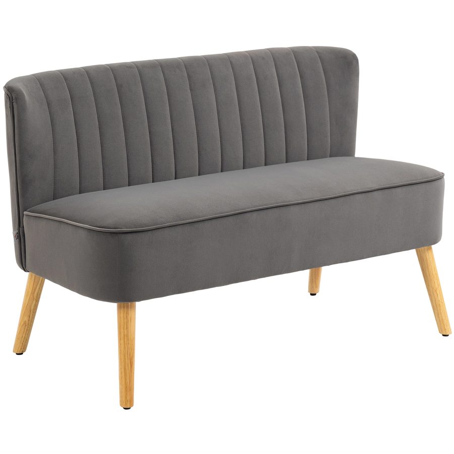 HOMCOM Sofa 2 Sitzer Couch, Kleine Loveseat mit Samt-Optik Modern Polstersofa für Wohnzimmer, Schlafzimmer, kleinen Raum, Dunkelgrau 117 x 56,5 x 77 cm   Aosom von HOMCOM