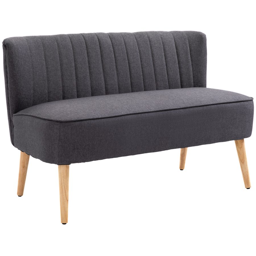 HOMCOM Sofa 2 Sitzer Couch, Kleine Loveseat mit Leinen-Optik Modern Polstersofa für Wohnzimmer, Schlafzimmer, kleinen Raum, Dunkelgrau 117 x 56,5 x 77 cm   Aosom von HOMCOM